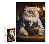 Rompecabezas para Adolescentes 500 PCS Persian Cat in The Pub Rompecabezas para Adultos Juego Familiar Decoración Desafiante De Completar 500 PCS