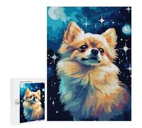 Rompecabezas para Adolescentes 500 PCS Pomeranian Dog Pixel Art Rompecabezas para Adultos Juego Familiar Decoración Desafiante De Completar 500 PCS