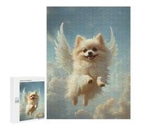 Rompecabezas para Adolescentes 500 PCS Pomeranian with Angel Wings Small Dog Tribute Angel Dog Rompecabezas para Adultos Juguetes Antiestrés para La Diversión Familiar Interacción Entre Padres E Hij