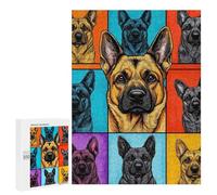 Rompecabezas para Adolescentes 500 PCS Pop Art German Shepherd Rompecabezas para Adultos Juego Práctico Decoración De Pared Cumpleaños Y Navidad 500 PCS