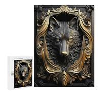 Rompecabezas para Adolescentes 500 PCS Powerful Golden King Wolf Rompecabezas para Adultos Juego De Ingenio Ensamblaje De Patrones Interacción Entre Padres E Hijos 500 PCS