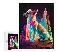 Rompecabezas para Adolescentes 500 PCS Rainbow Dog in Abstract Landscape Rompecabezas para Adultos Juegos Relajantes Desafío Difícil Desafío Educativo 500 PCS