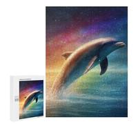 Rompecabezas para Adolescentes 500 PCS Rainbow Dolphin Splash Juego De Rompecabezas Familiar Decoración Perfecta Cumpleaños Y Navidad 500 PCS