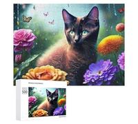 Rompecabezas para Adolescentes 500 PCS Rainy Day Cat Garden Rompecabezas para Adultos Juguetes De Bricolaje Desafío Difícil Cumpleaños 500 PCS