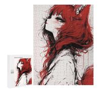 Rompecabezas para Adolescentes 500 PCS Red Fox Girl Anime Illustration Rompecabezas para Adolescentes Juegos Relajantes Regalos para Mujeres Actividades Divertidas En Casa 500 PCS