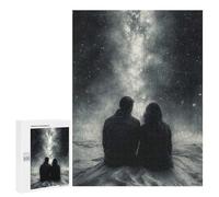 Rompecabezas para Adolescentes 500 PCS Romantic Stargazing Under The Milky Way - Charcoal Art Rompecabezas para Adultos Juego Práctico Carrera De Velocidad Manual Desafío Educativo 500 PCS