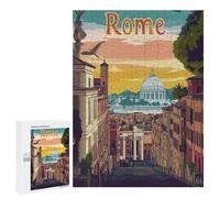 Rompecabezas para Adolescentes 500 PCS Rome Cityscape Illustration Rompecabezas para Adultos Juego Práctico Decoración De Pared Cumpleaños Y Navidad 500 PCS