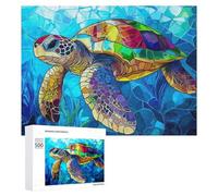 Rompecabezas para Adolescentes 500 PCS Rompecabezas Colorful Sea Turtle Rompecabezas para Adultos Juguetes Antiestrés Desafío Difícil Cumpleaños