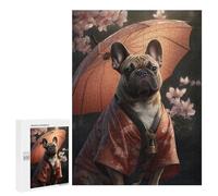 Rompecabezas para Adolescentes 500 PCS Rompecabezas Fawn French Bulldog Kimono Rompecabezas para Adultos Juego Familiar Una Obra De Arte para Cumpleaños, Navidad 500 PCS