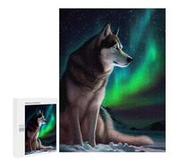 Rompecabezas para Adolescentes 500 PCS Rompecabezas Husky Dog Aurora Rompecabezas para Adultos Juego Familiar Una Obra De Arte para Cumpleaños, Navidad 500 PCS