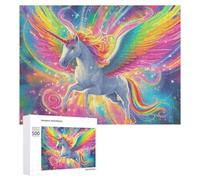 Rompecabezas para Adolescentes 500 PCS Rompecabezas Rainbow Unicorn Wallpaper Rompecabezas para Adultos Juguetes Antiestrés Desafío Difícil Cumpleaños