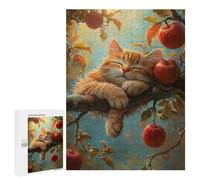 Rompecabezas para Adolescentes 500 PCS Rompecabezas Sleeping Cat with Apples Rompecabezas Juego Práctico Arte De Pared Oferta como Regalos para Toda La Familia 500 PCS