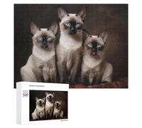 Rompecabezas para Adolescentes 500 PCS Rompecabezas Three Siamese Cats Rompecabezas para Adultos Juguetes Antiestrés Análisis Y Lógica para Cumpleaños, Navidad 500 PCS