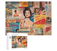 Rompecabezas para Adolescentes 500 PCS Rompecabezas Vintage Movie Posters Collage Rompecabezas para Adolescentes Juguetes DIY Desafío Difícil Cumpleaños 500 PCS