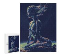 Rompecabezas para Adolescentes 500 PCS Rompecabezas Woman in Blue and Green Rompecabezas para Adultos Juego Familiar Una Obra De Arte para Cumpleaños, Navidad 500 PCS