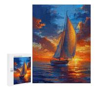 Rompecabezas para Adolescentes 500 PCS Sailboat on The Beach Rompecabezas para Adultos Juguetes Antiestrés para La Diversión Familiar Interacción Entre Padres E Hijos 500 PCS