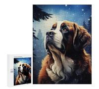 Rompecabezas para Adolescentes 500 PCS Saint Bernard Dog Portrait Rompecabezas para Adolescentes Juegos Relajantes Regalos para Mujeres Actividades Divertidas En Casa 500 PCS