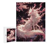Rompecabezas para Adolescentes 500 PCS Sakura Kitsune Fox Rompecabezas para Adultos Juegos Relajantes Desafío Difícil Desafío Educativo 500 PCS