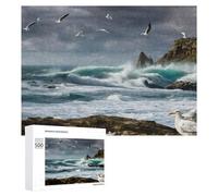 Rompecabezas para Adolescentes 500 PCS Seagulls Soaring Over Stormy Seascape Rompecabezas para Adultos Juegos Familiares Análisis Y Lógica Actividades Divertidas En Casa 500 PCS
