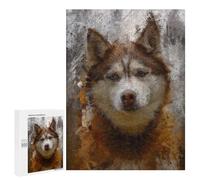 Rompecabezas para Adolescentes 500 PCS Siberian Husky Painting Rompecabezas para Adultos Juguetes Antiestrés para La Diversión Familiar Interacción Entre Padres E Hijos 500 PCS