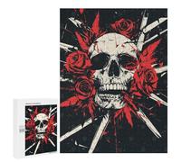 Rompecabezas para Adolescentes 500 PCS Skull with Roses Rompecabezas para Adultos Juegos Relajantes Decoración Actividades Divertidas En Casa 500 PCS