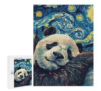 Rompecabezas para Adolescentes 500 PCS Sleeping Panda in Starry Night Style Rompecabezas para Adultos Juego De Ingenio Decoración del Hogar Regalos para Reducir El Estrés 500 PCS
