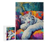 Rompecabezas para Adolescentes 500 PCS Sleeping White Tiger Rompecabezas para Adultos Juegos Relajantes Decoración Perfecta Regalos De Cumpleaños Y Únicos 500 PCS
