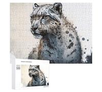 Rompecabezas para Adolescentes 500 PCS Snow Leopard Majestic Wild Beauty Rompecabezas para Adultos Juego De Ingenio Decoración del Hogar Actividades Divertidas En Casa 500 PCS