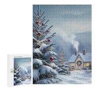 Rompecabezas para Adolescentes 500 PCS Snowy Christmas Cottage Rompecabezas para Adultos Juegos Relajantes Pero Divertidos Y Humorísticos 500 PCS