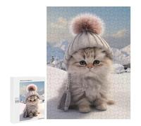 Rompecabezas para Adolescentes 500 PCS Snowy Paws and Hat Rompecabezas para Adultos Juegos Relajantes Desafío Difícil Desafío Educativo 500 PCS