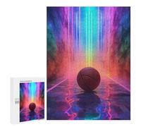 Rompecabezas para Adolescentes 500 PCS Sport Neon Basket Ball Rompecabezas para Adultos Juego De Ingenio Decoración del Hogar Regalos para Reducir El Estrés 500 PCS