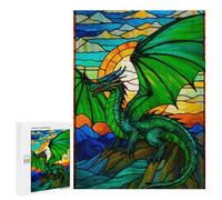 Rompecabezas para Adolescentes 500 PCS Stained Glass Dragon Rompecabezas para Adultos Juegos Relajantes Decoración Perfecta Regalos De Cumpleaños Y Únicos 500 PCS
