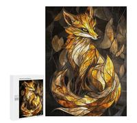 Rompecabezas para Adolescentes 500 PCS Stained Glass Fox Rompecabezas para Adultos Juguetes Antiestrés para La Diversión Familiar Interacción Entre Padres E Hijos 500 PCS