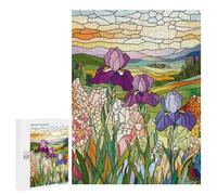 Rompecabezas para Adolescentes 500 PCS Stained Glass Irises Rompecabezas para Adultos Juegos Relajantes Decoración Actividades Divertidas En Casa 500 PCS