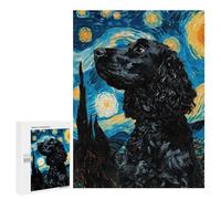Rompecabezas para Adolescentes 500 PCS Starry Cocker Spaniel Rompecabezas para Adultos Juguetes Antiestrés para La Diversión Familiar Interacción Entre Padres E Hijos 500 PCS