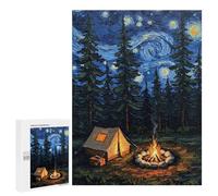 Rompecabezas para Adolescentes 500 PCS Starry Night Camping Adventure Painting Rompecabezas para Adolescentes Juegos Relajantes Regalos para Mujeres Actividades Divertidas En Casa 500 PCS
