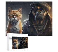 Rompecabezas para Adolescentes 500 PCS Stylish Cat and Dog Duo Rompecabezas para Adultos Juego Práctico Que Mejora La Memoria Actividades Divertidas En Casa 500 PCS