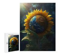 Rompecabezas para Adolescentes 500 PCS Sunflower Earth Galaxy Sun Rompecabezas para Adultos Juego Familiar Decoración Desafiante De Completar 500 PCS