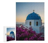 Rompecabezas para Adolescentes 500 PCS Sunset at The Blue Church Rompecabezas para Adultos Juego De Ingenio Decoración del Hogar Regalos para Reducir El Estrés 500 PCS