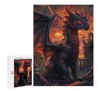 Rompecabezas para Adolescentes 500 PCS Sunset Dragon Sentinel Rompecabezas para Adultos Juego De Ingenio Decoración del Hogar Regalos para Reducir El Estrés 500 PCS