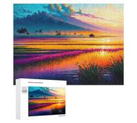 Rompecabezas para Adolescentes 500 PCS Sunset Over Fields of Color Rompecabezas para Adultos Juego Familiar Regalo De Cumpleaños Interacción Entre Padres E Hijos 500 PCS