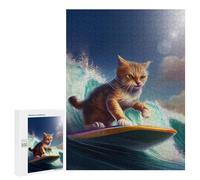 Rompecabezas para Adolescentes 500 PCS Surfing Cat Adventure Rompecabezas para Adultos Juego Familiar Decoración Desafiante De Completar 500 PCS
