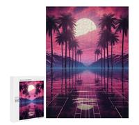 Rompecabezas para Adolescentes 500 PCS Synthwave Sunset Serenade Rompecabezas para Adultos Juegos Relajantes Desafío Difícil Desafío Educativo 500 PCS
