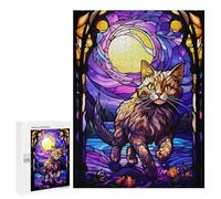 Rompecabezas para Adolescentes 500 PCS The Anggora Cat Moon Stain Rompecabezas Juguetes Antiestrés Corte De Precisión Interacción Entre Padres E Hijos 500 PCS