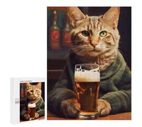 Rompecabezas para Adolescentes 500 PCS The Drinking Cat Beer Rompecabezas para Adolescentes Juguetes Antiestrés Mejora La Memoria 500 PCS