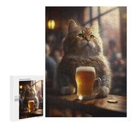 Rompecabezas para Adolescentes 500 PCS The Drinking Cat Rompecabezas para Adultos Juguetes Antiestrés para La Diversión Familiar Interacción Entre Padres E Hijos 500 PCS
