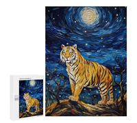 Rompecabezas para Adolescentes 500 PCS The Starry Night Tiger Rompecabezas para Adultos Juegos Relajantes Decoración Perfecta Regalos De Cumpleaños Y Únicos 500 PCS