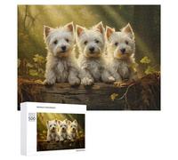 Rompecabezas para Adolescentes 500 PCS Three West Highland White Terriers Rompecabezas De Juguete Decoración De Pared Decoración del Hogar Cumpleaños Y Navidad 500 PCS