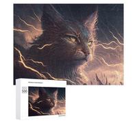 Rompecabezas para Adolescentes 500 PCS Thunderous Cat Artwork -1 Rompecabezas para Adultos Juegos Relajantes Carrera De Velocidad Manual Desafiante De Completar 500 PCS