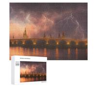 Rompecabezas para Adolescentes 500 PCS Thunderstorm Over The Bridge Rompecabezas para Adultos Juego Práctico Que Mejora La Memoria Actividades Divertidas En Casa 500 PCS